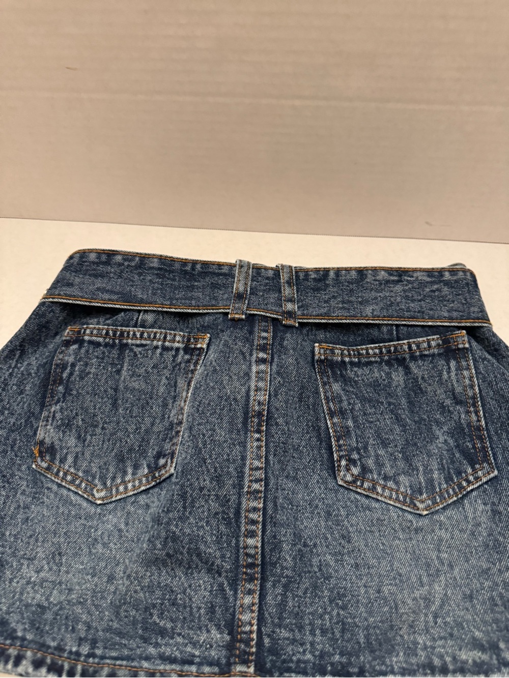 SHEIN Dark Blue Washed Denim Mini Skirt with Belt - Picture 4 of 9